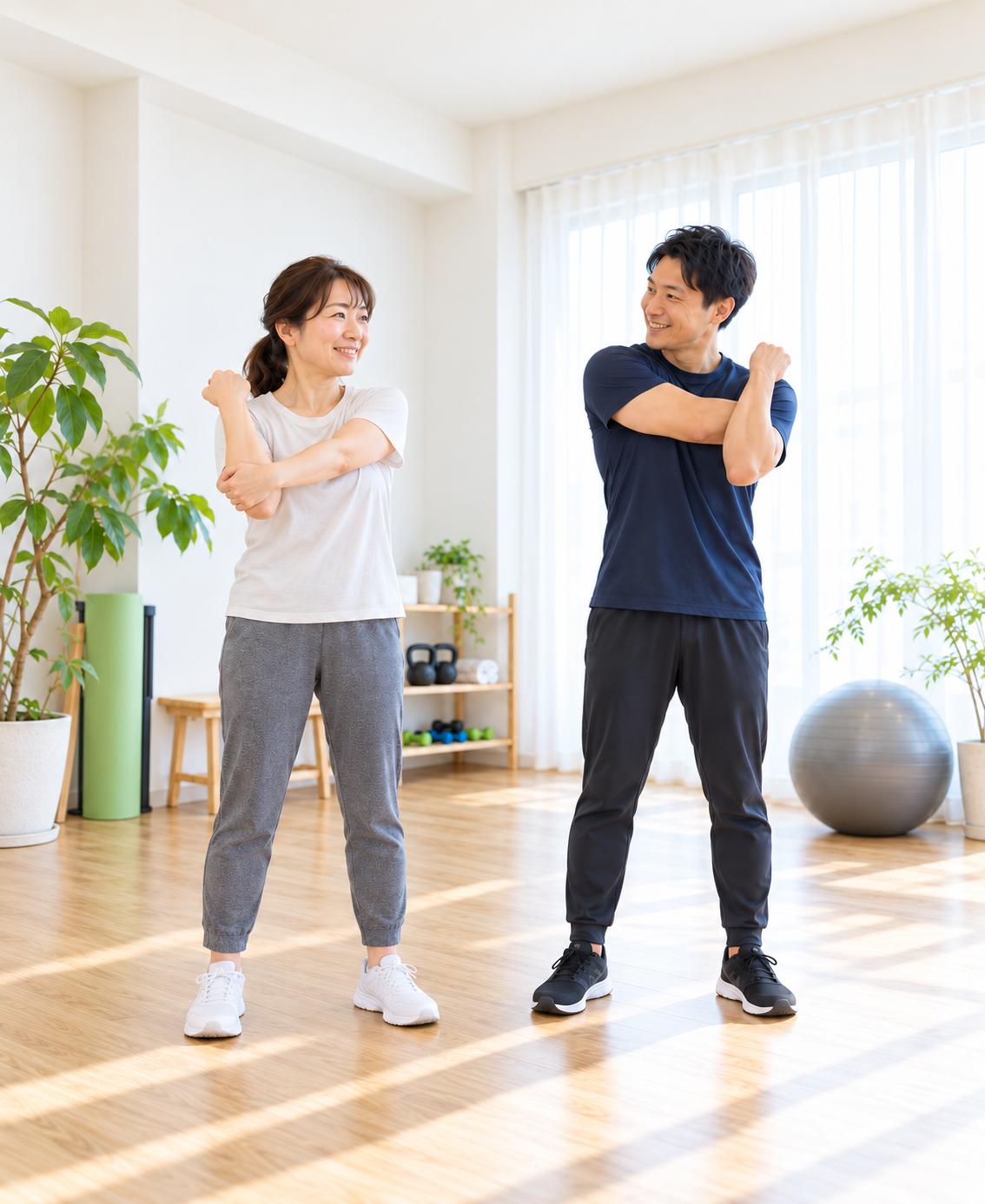 ストレッチをする女性
